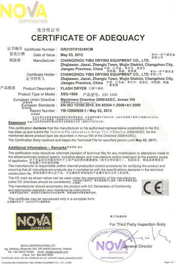 China Changzhou Yibu Drying Equipment Co., Ltd zertifizierungen
